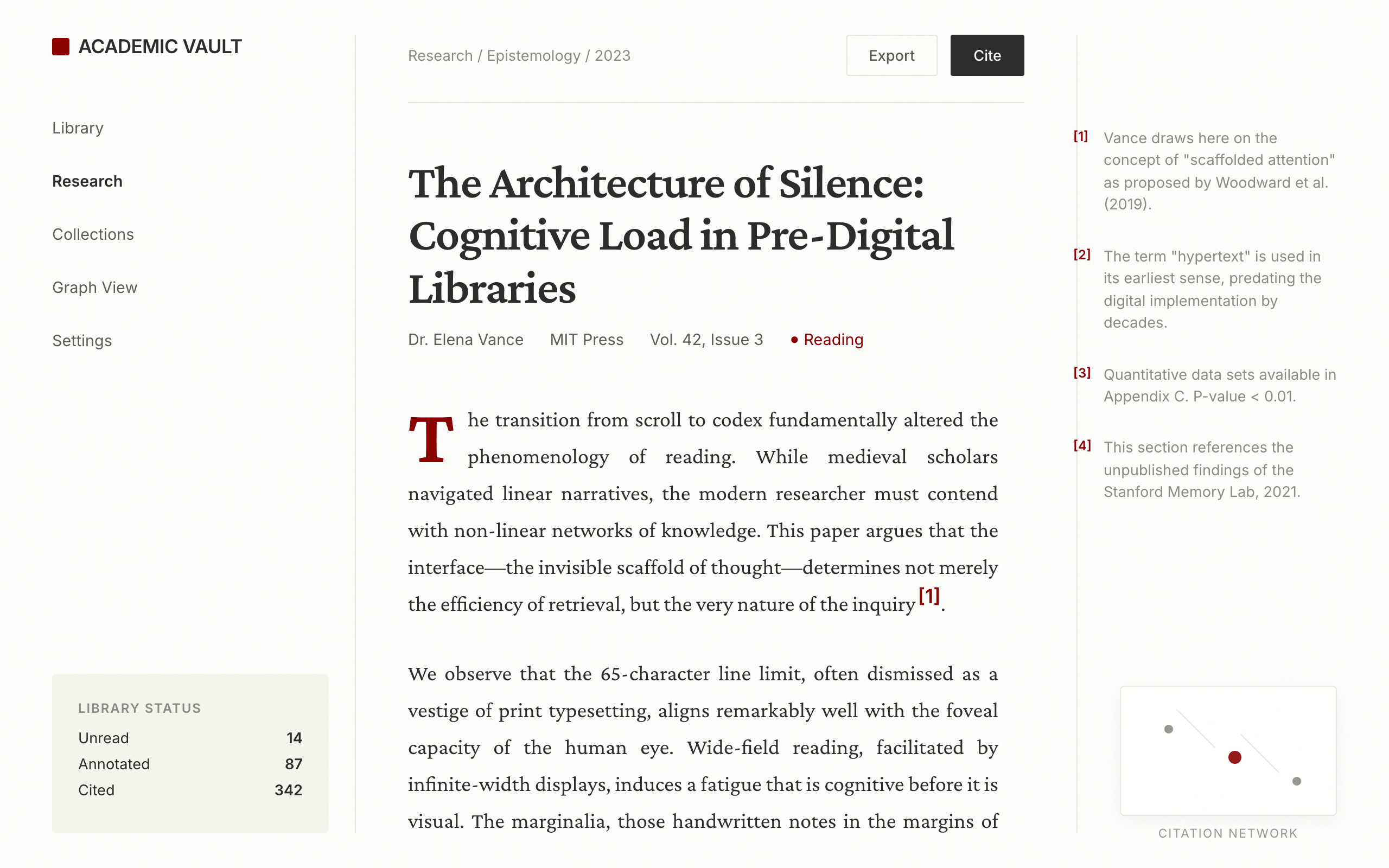 Academic Vault Interface