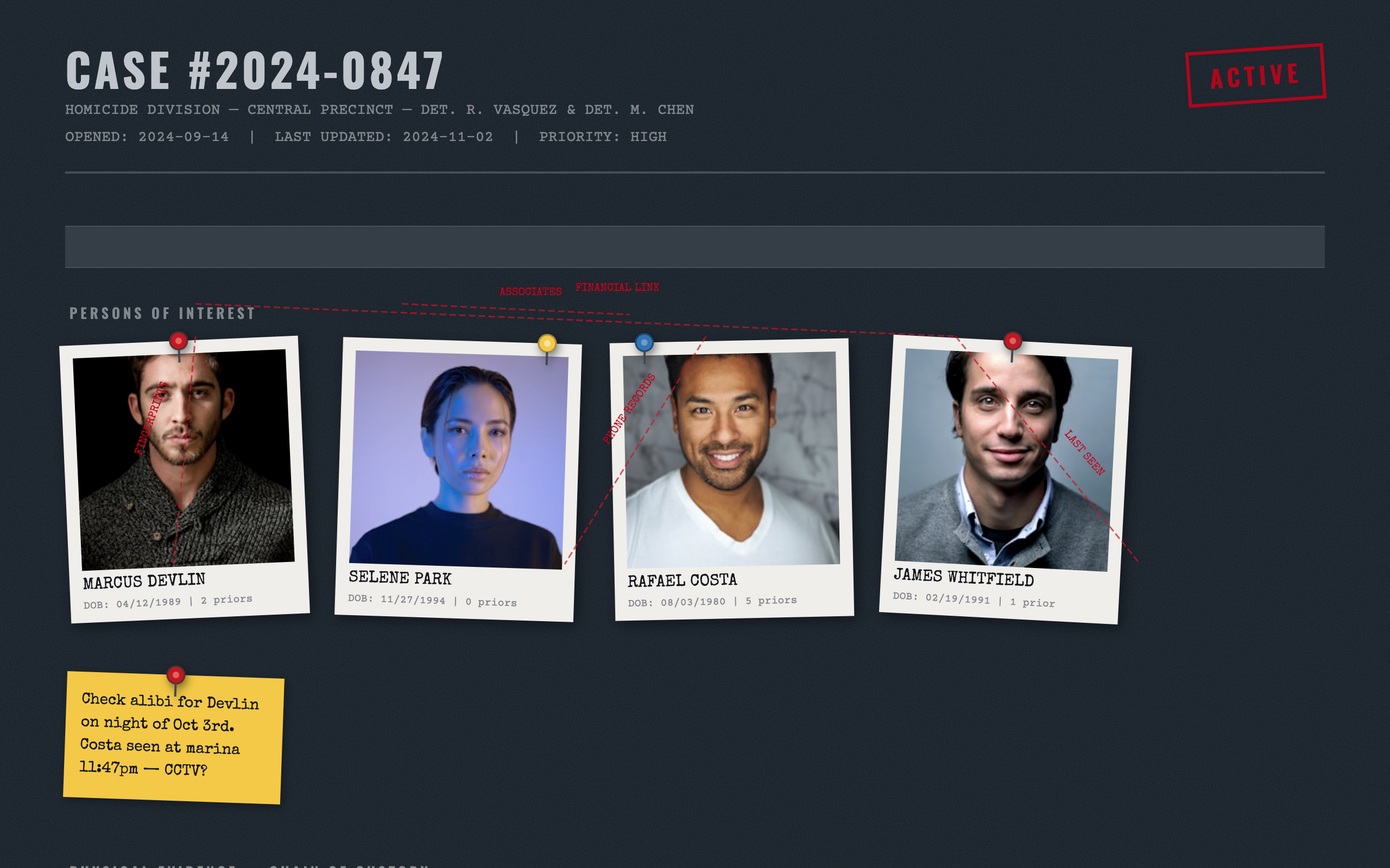 Forensic Evidence Board