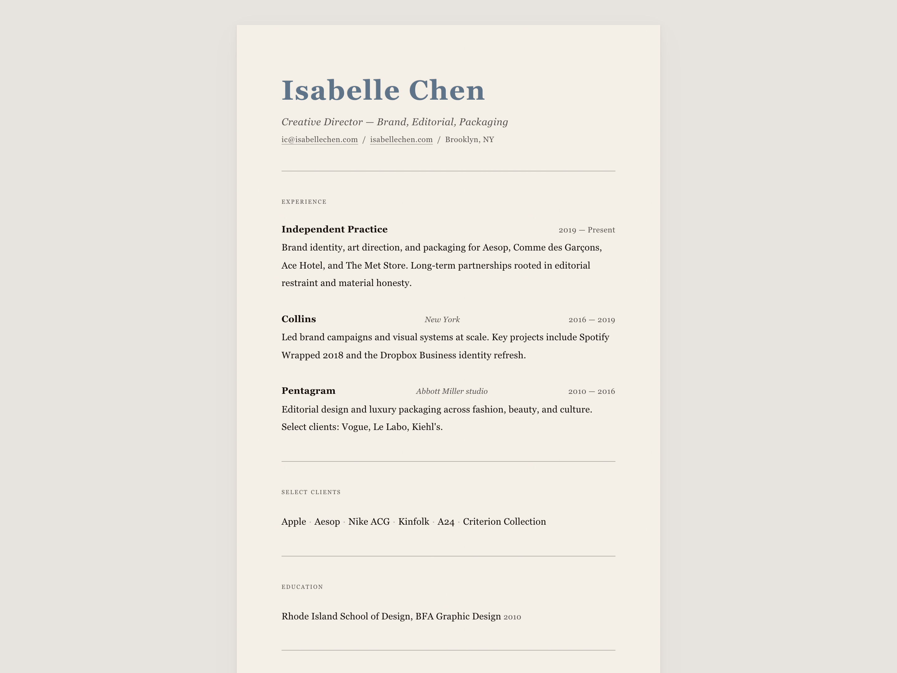 Letterpress CV