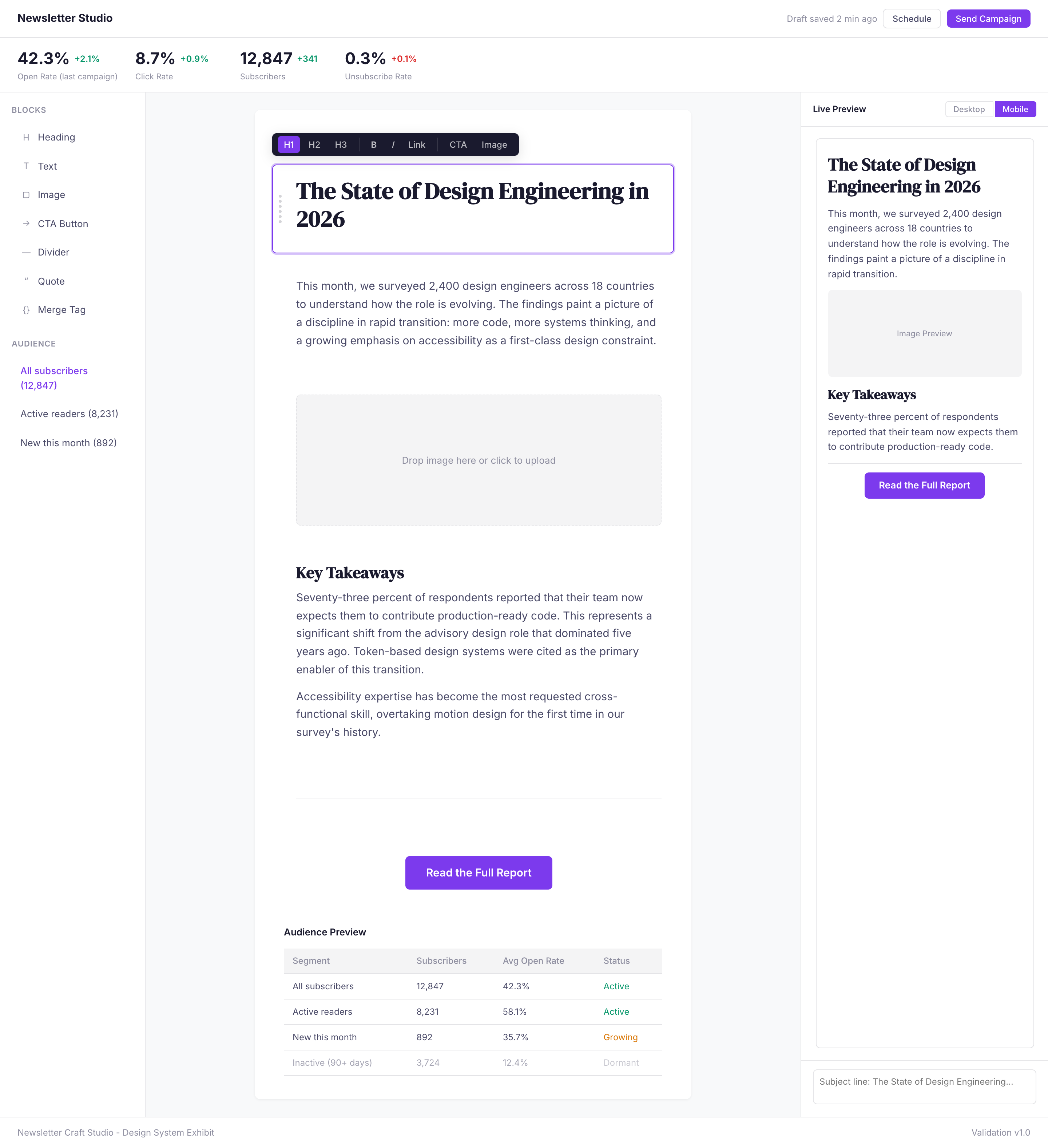 Newsletter Craft Studio preview