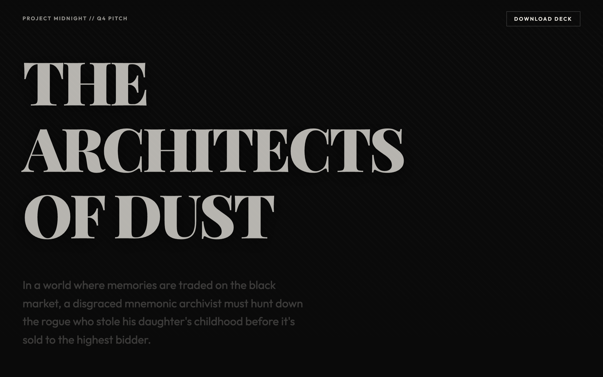 Screenplay Pitch Deck