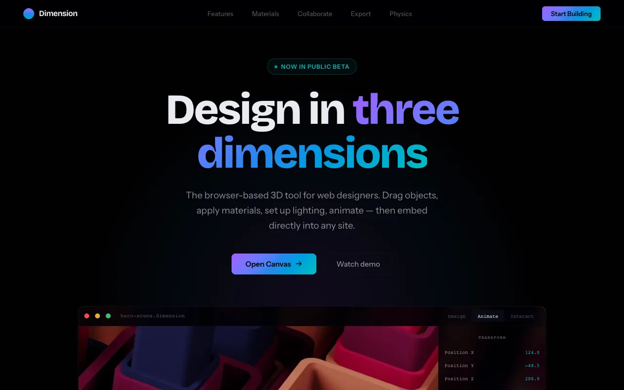 Dimension — 3D Design Studio