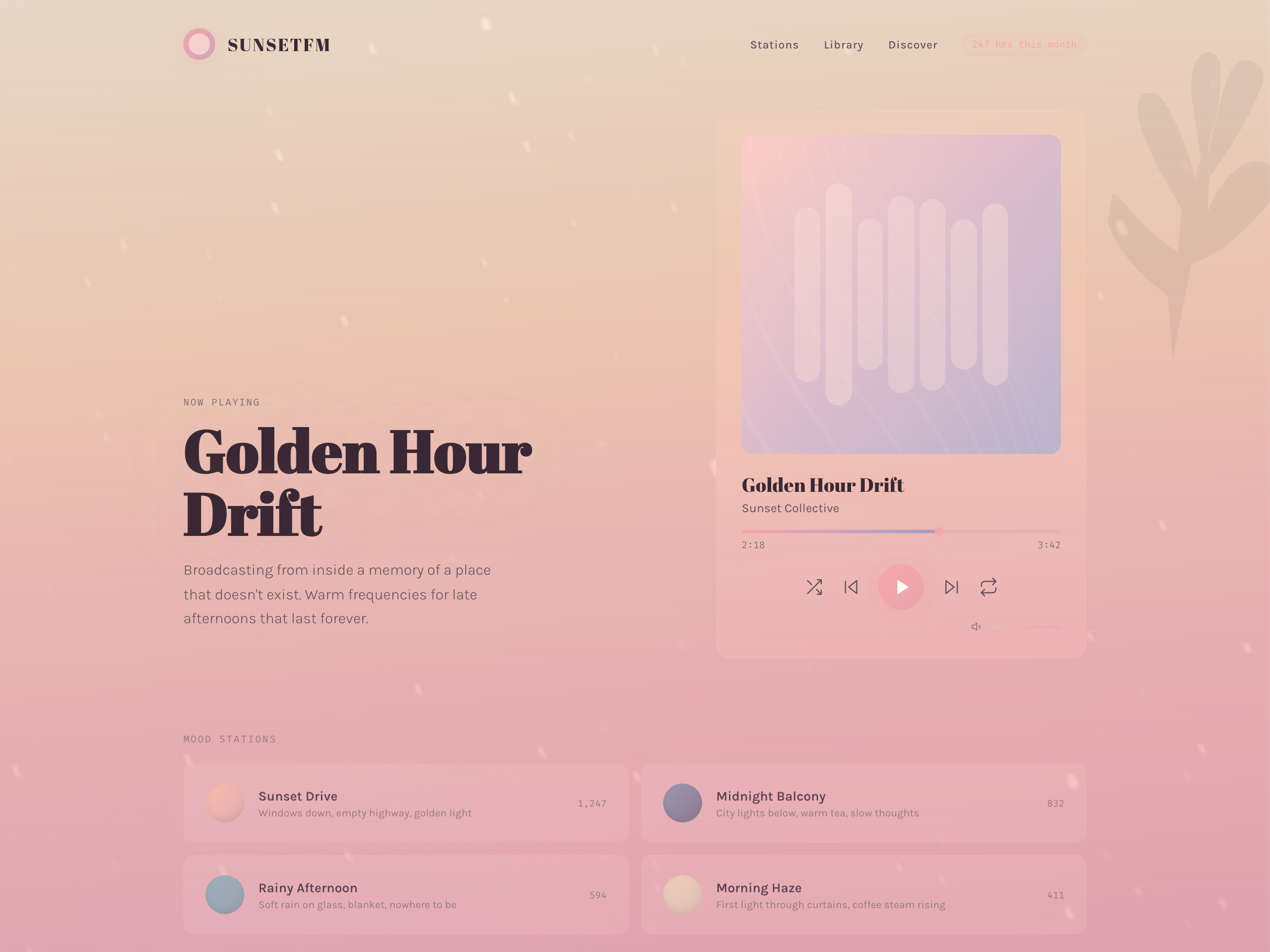 SUNSETFM — Lo-fi Radio Player